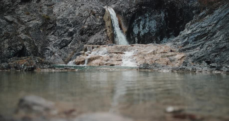 Waterfall near a lake