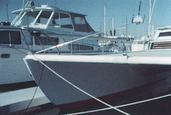 Boats float in a marina