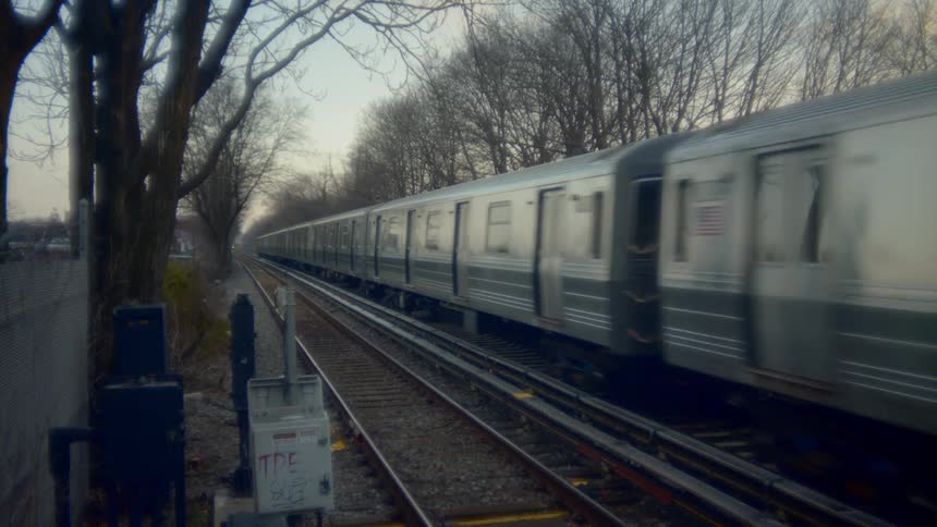 A train passing through a small town