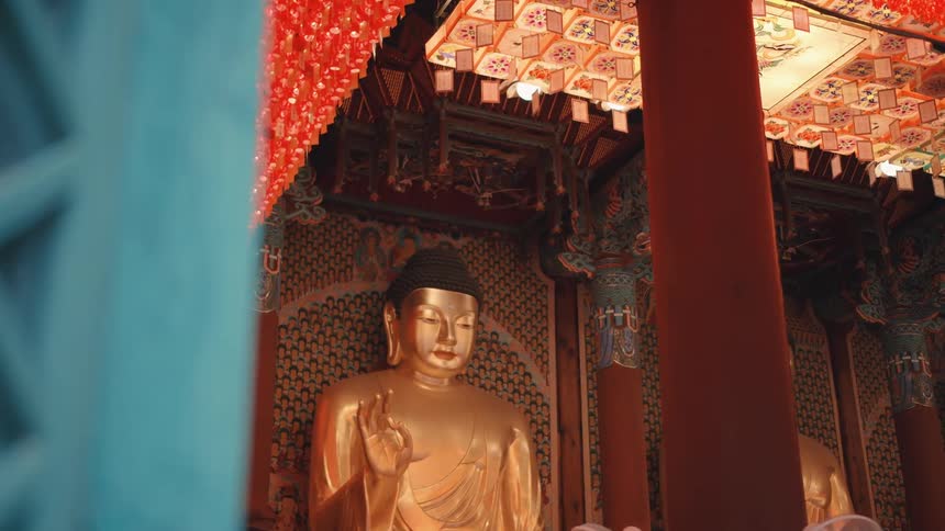 The temple has a large buddha statue