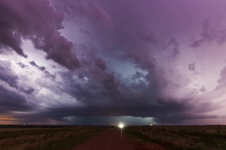 Timelapse of a storm passing over a field