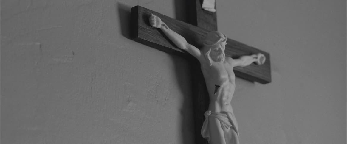 A crucifix hanging on a wall