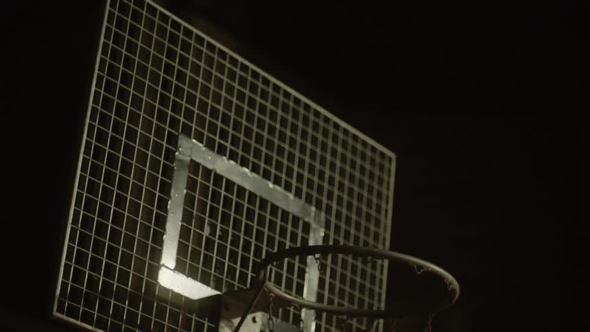 A basketball hoop shakes