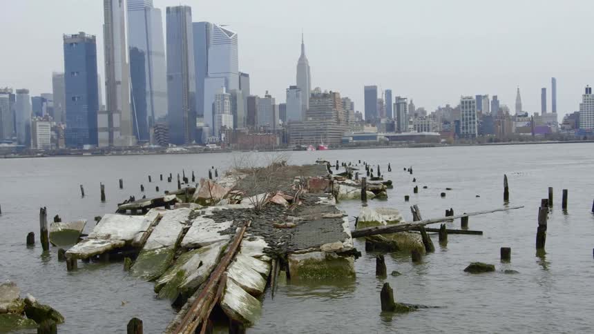 The broken docks lead to the city