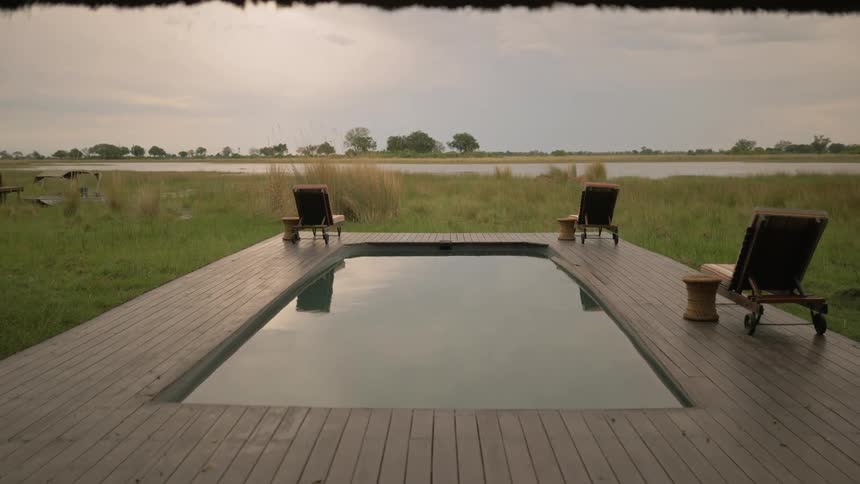 A deck with a pool