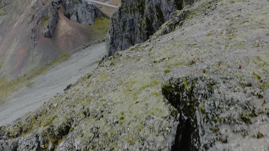 The mountain is very tall and covered with green