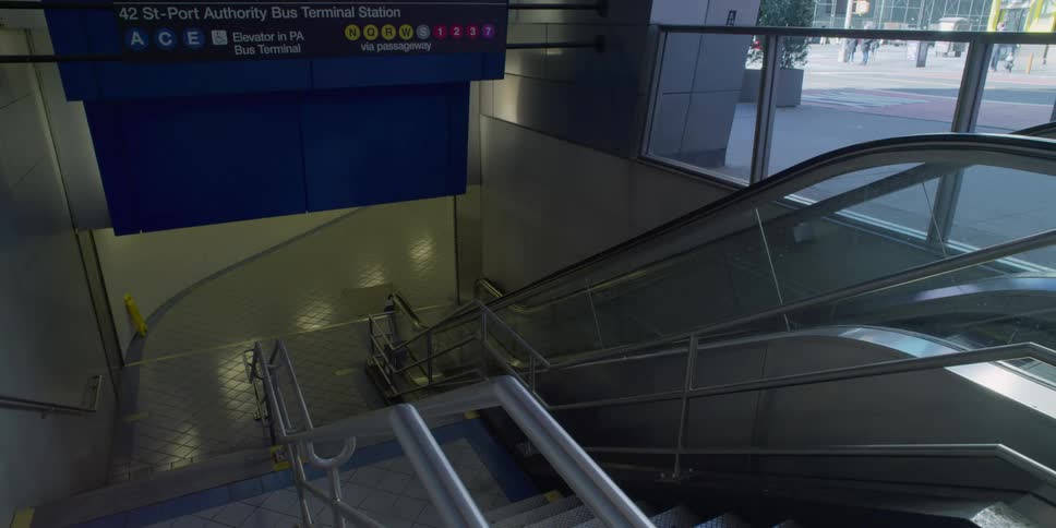 Escalators leading to bus terminal remain empty
