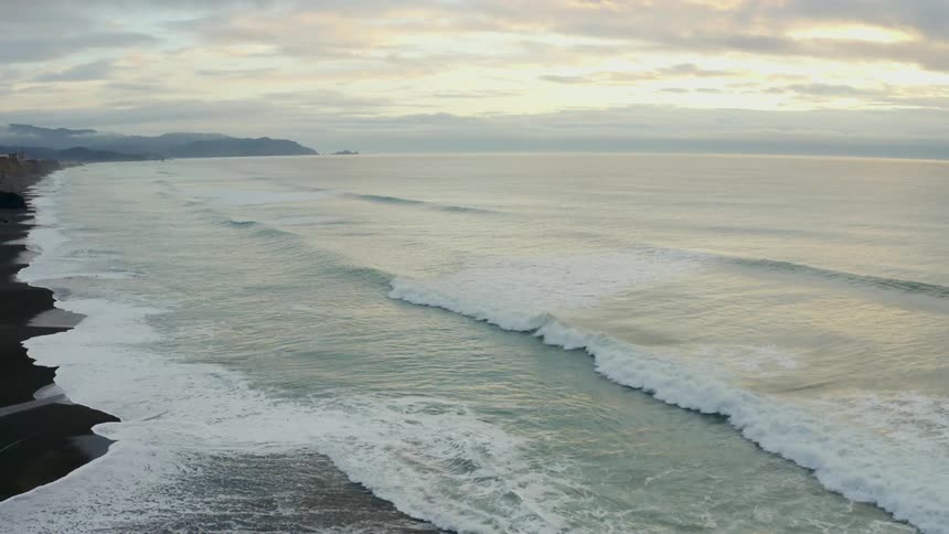 Waves rolling towards the shoreline