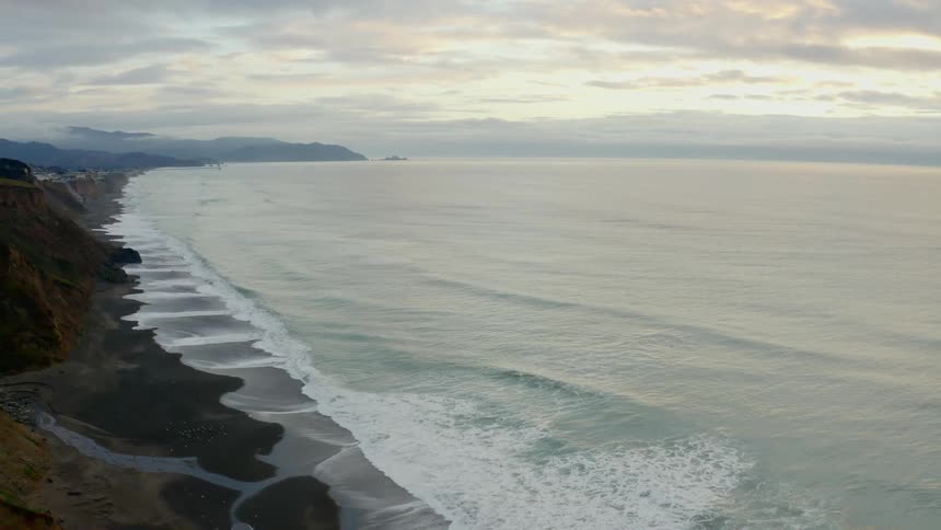 Ocean waves breaking on the rocky coast