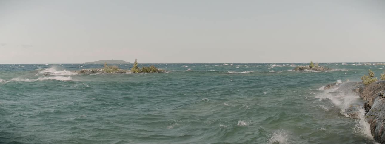 Waves crashing on a rocky shore