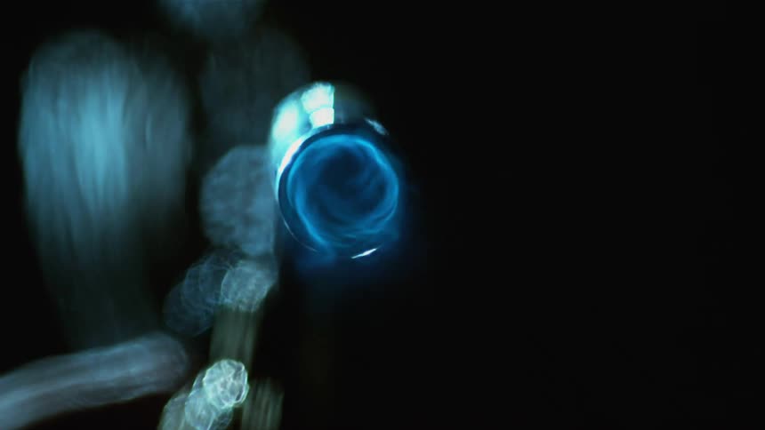 A torch with a blue flame