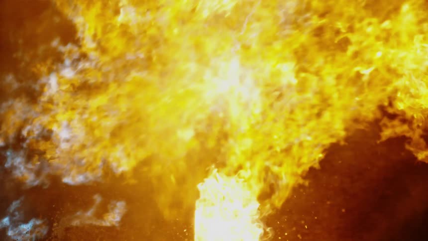 The dark area is engulfed in flame
