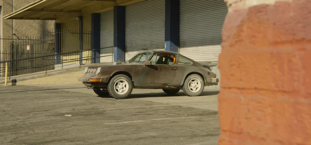 Sports car parked on parking lot in loading area