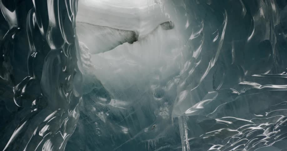 Abstract footage of an icy sculpture