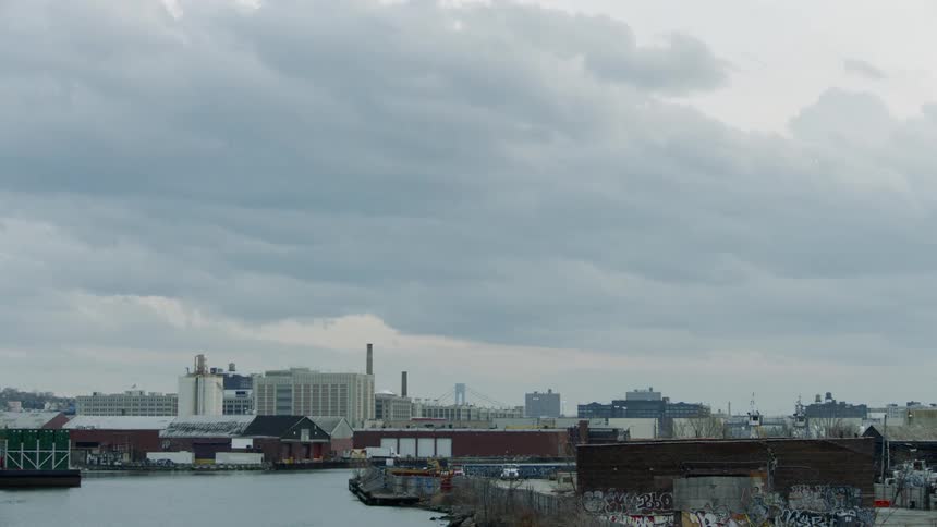 A river with the city in the background