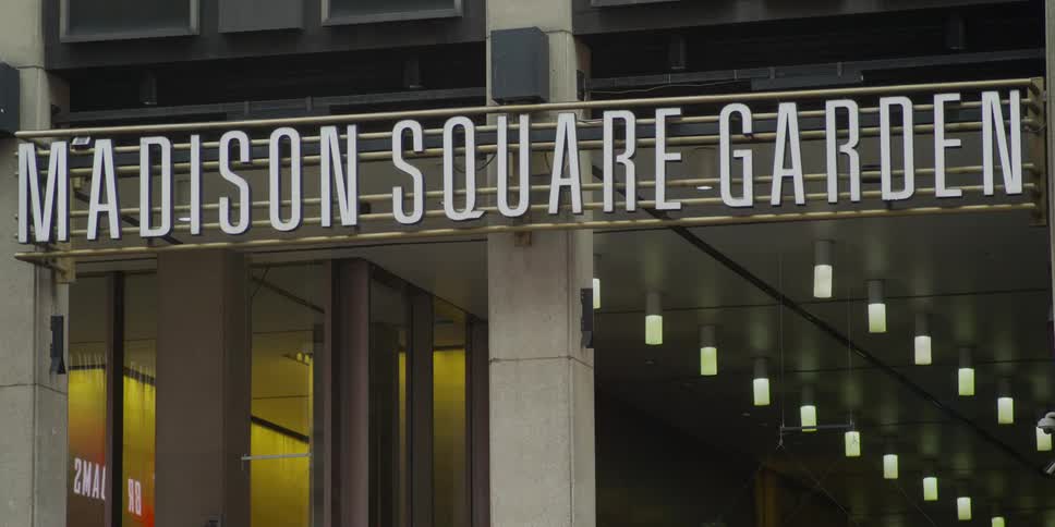 The sign over the entrance to the madison square garden