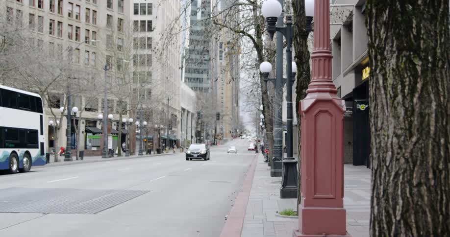 Empty street on city downtown