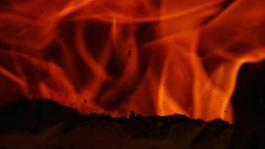Flames from a fire is displayed