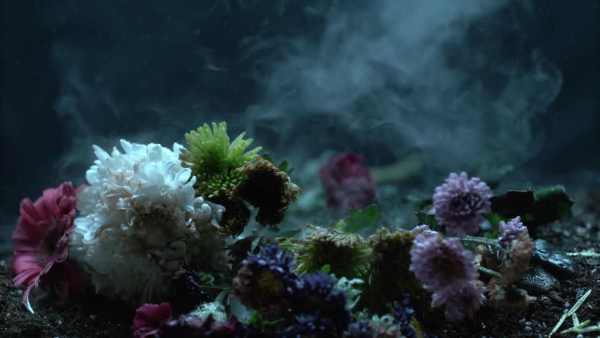 Smoke above flowers