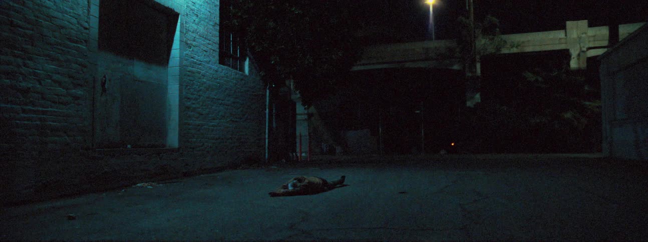 A man lies in a street