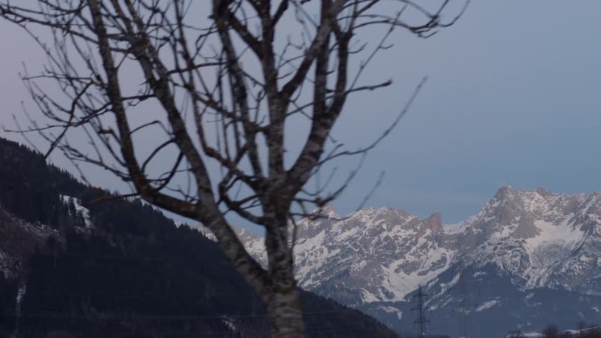 Mountain ridge covered in snow