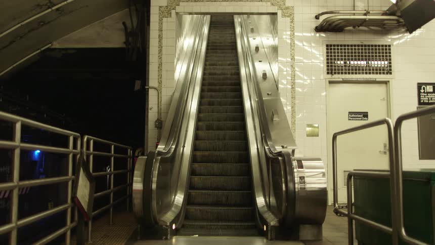 An escalator runs with no one on it