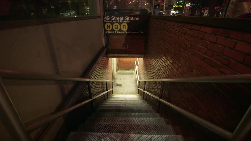 Stairs leading down to a station