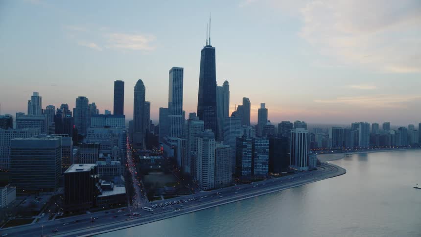 Chicago Lakeshore Drive sunset