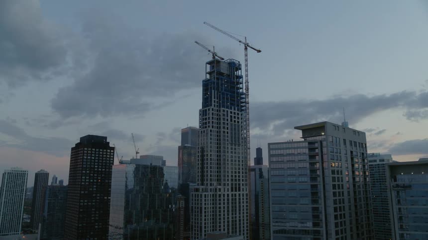 Building under construction downtown Chicago