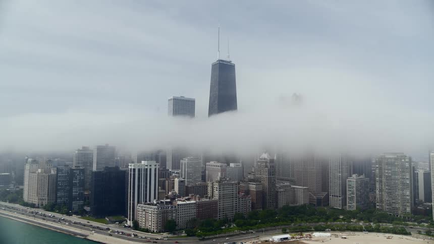 Fog over Chicago Skyline