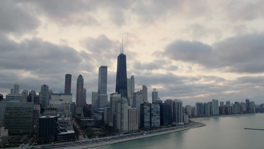 Calm water downtown Chicago