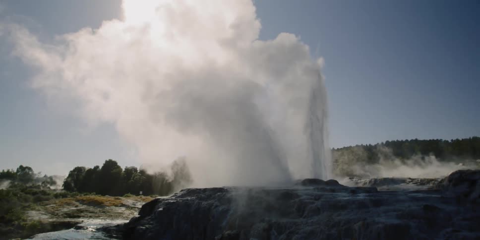 A geyser spewing water and steam into the air