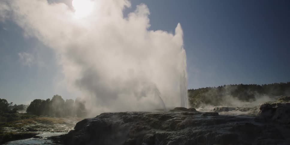 A geyser erupts
