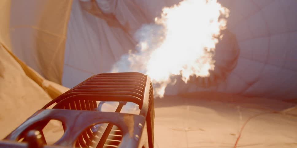 Flames heat up a hot air balloon
