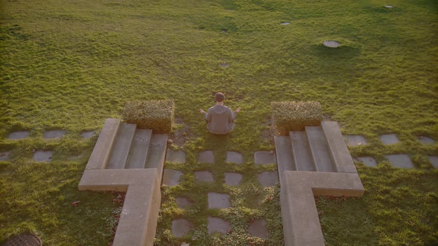 A man meditates