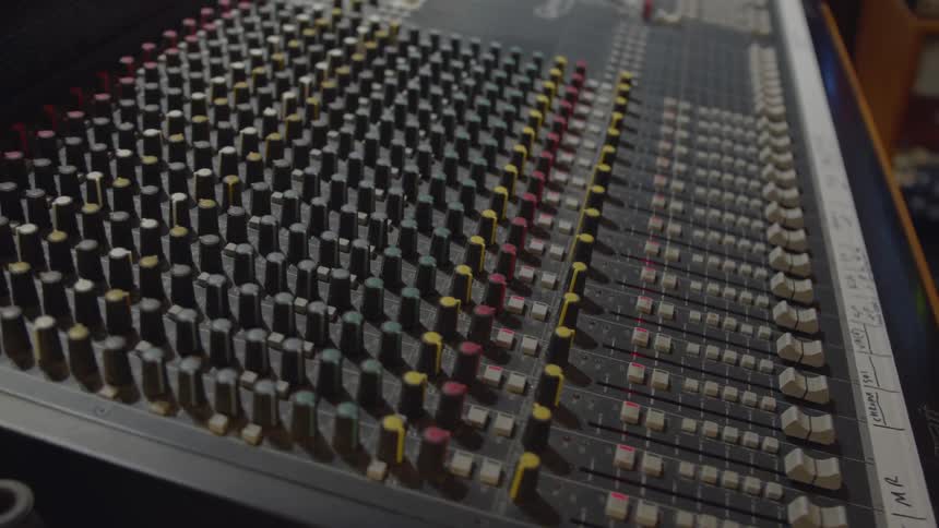 The control board in a recording studio