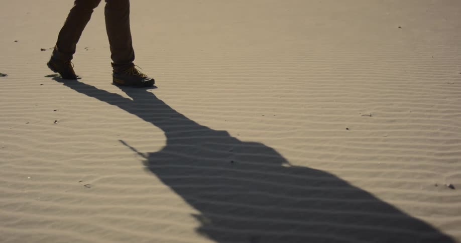 Man walks in the desert