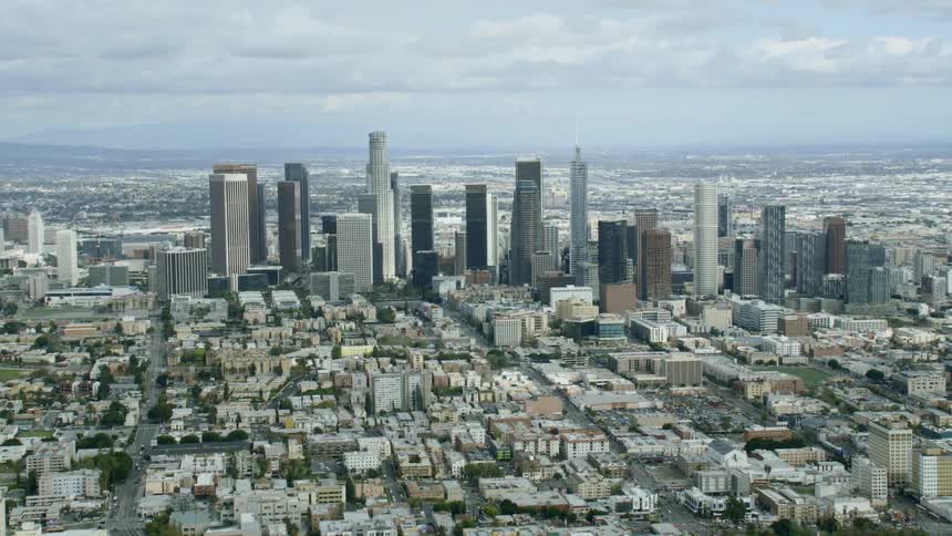 Skyline view of a city with empty streets