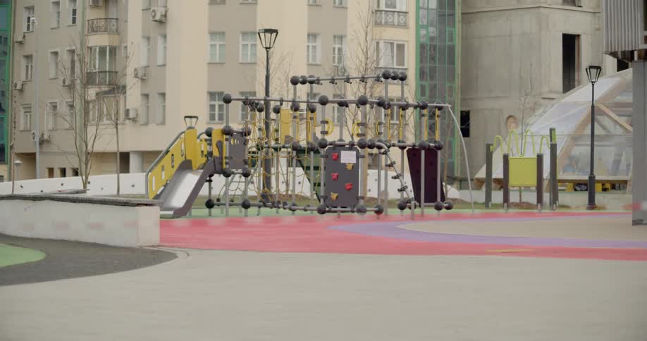 A playground blocked off by a rope