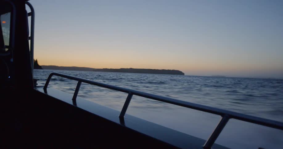 A boat drives through the water