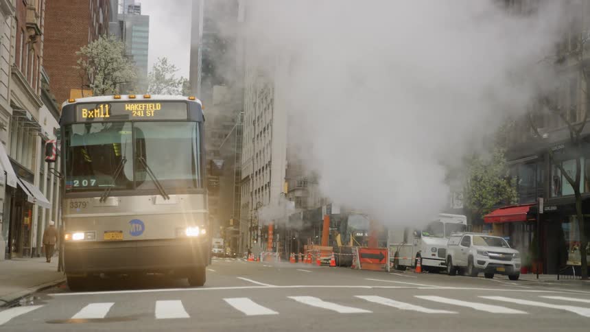Smoke floats in the city