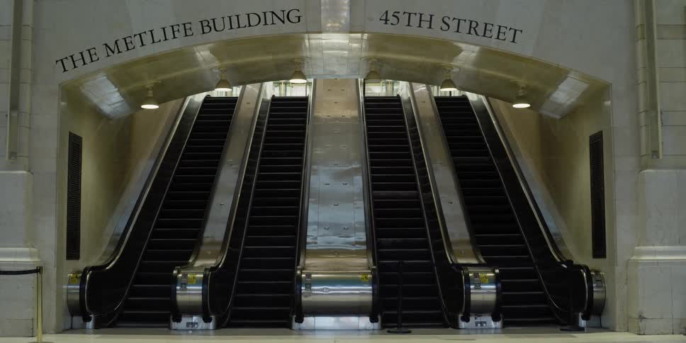 The steps are empty in the building