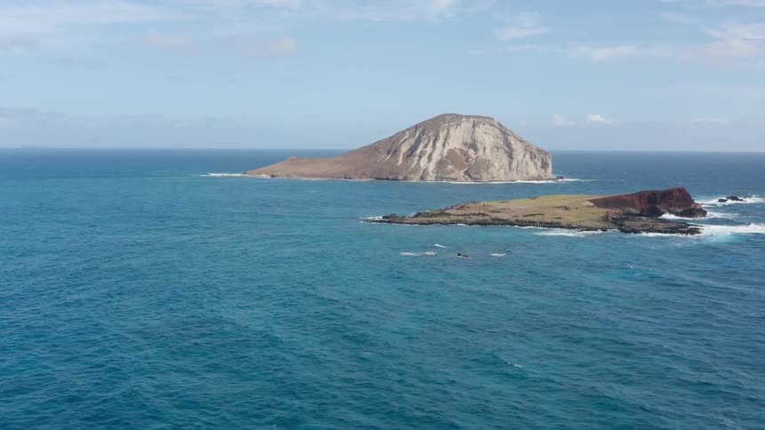 The waves hit the island