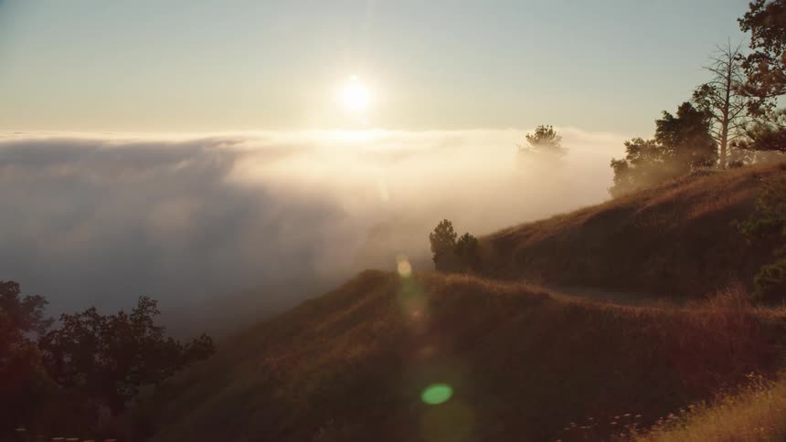 A hill with trees with the sky and clouds in the background