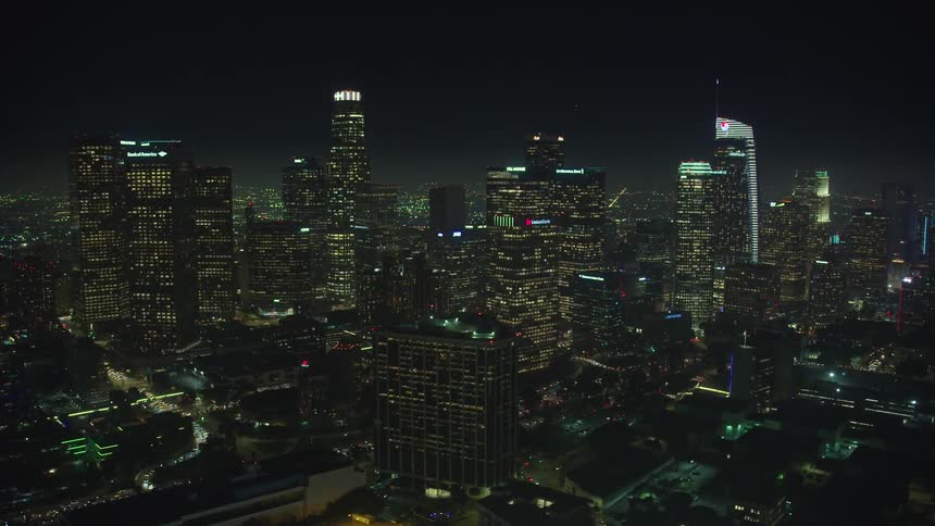 Downtown los angeles skyscrapers at night