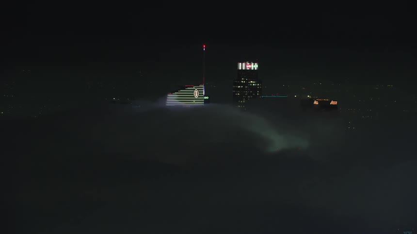 Skyscrapers in a city at night