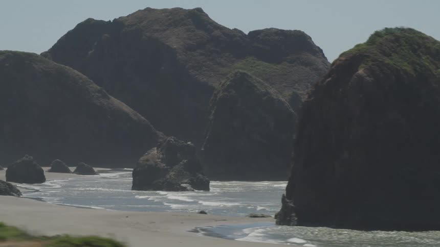Rocky islands along beach