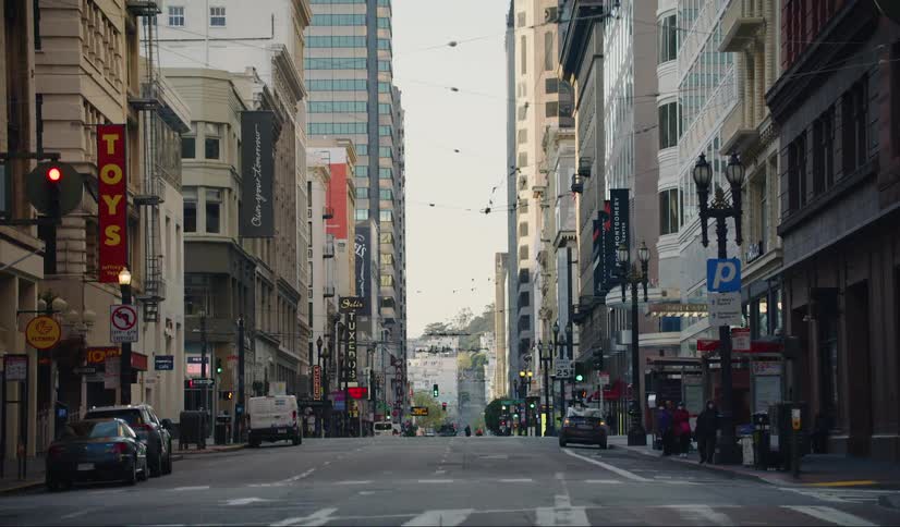 Empty street in the city during coronavirus lockdown