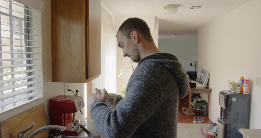 A man drives a coffee pot