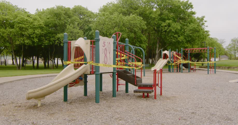 Closed playgroundas a precaution due to corona virus in the public park